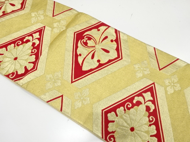 JAPANESE KIMONO / ANTIQUE FUKURO OBI / SILK / WOVEN FLOWER